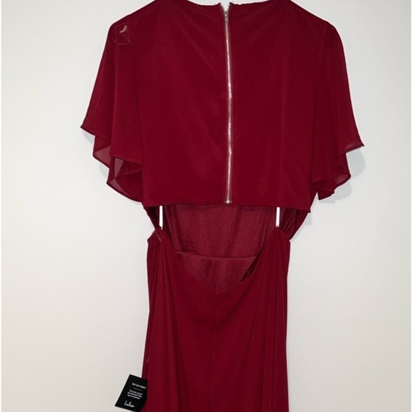 Lulus burgundy cut out waist maxi dress size small new bridesmaid - Picture 3 of 11